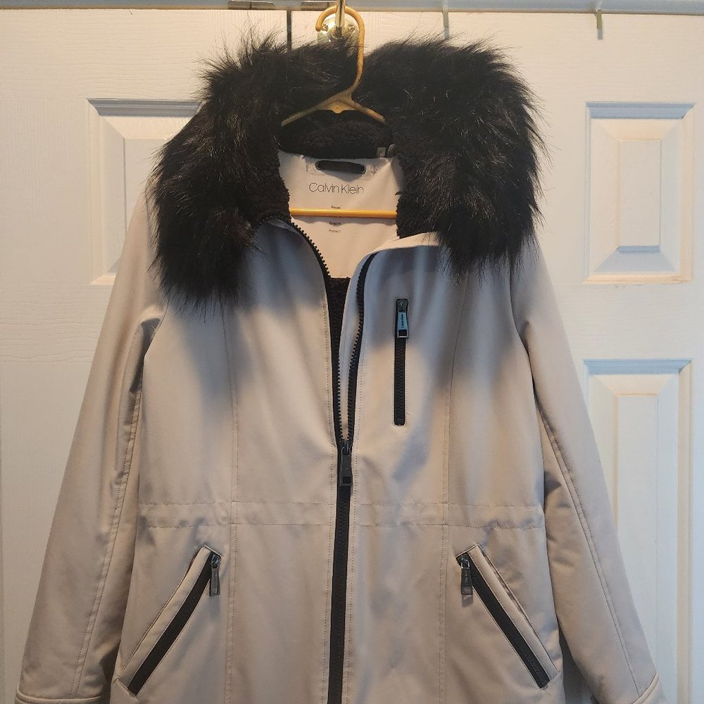 Calvin Kline Womens Jacket Anorak Trimmed Hood Size M